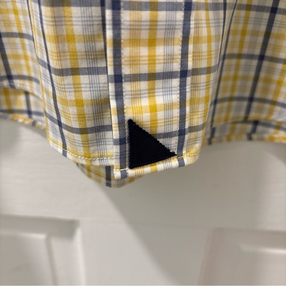 UNTUCKit Men’s Sumoll Slim Fit Wrinkle Free Long Sleeve Size M Yellow/Blue Plaid - Picture 3 of 9